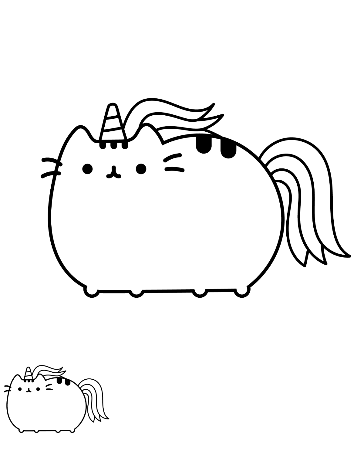 Pusheen Unicorn Coloring Page Template