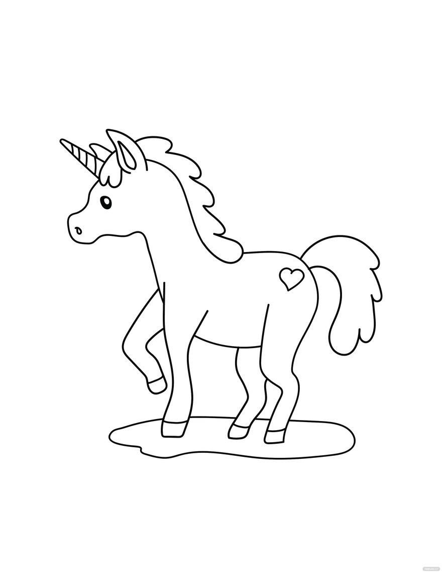Free Easy Unicorn Coloring Page