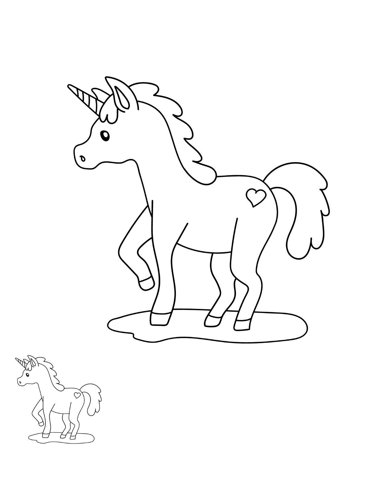 Easy Unicorn Coloring Page Template