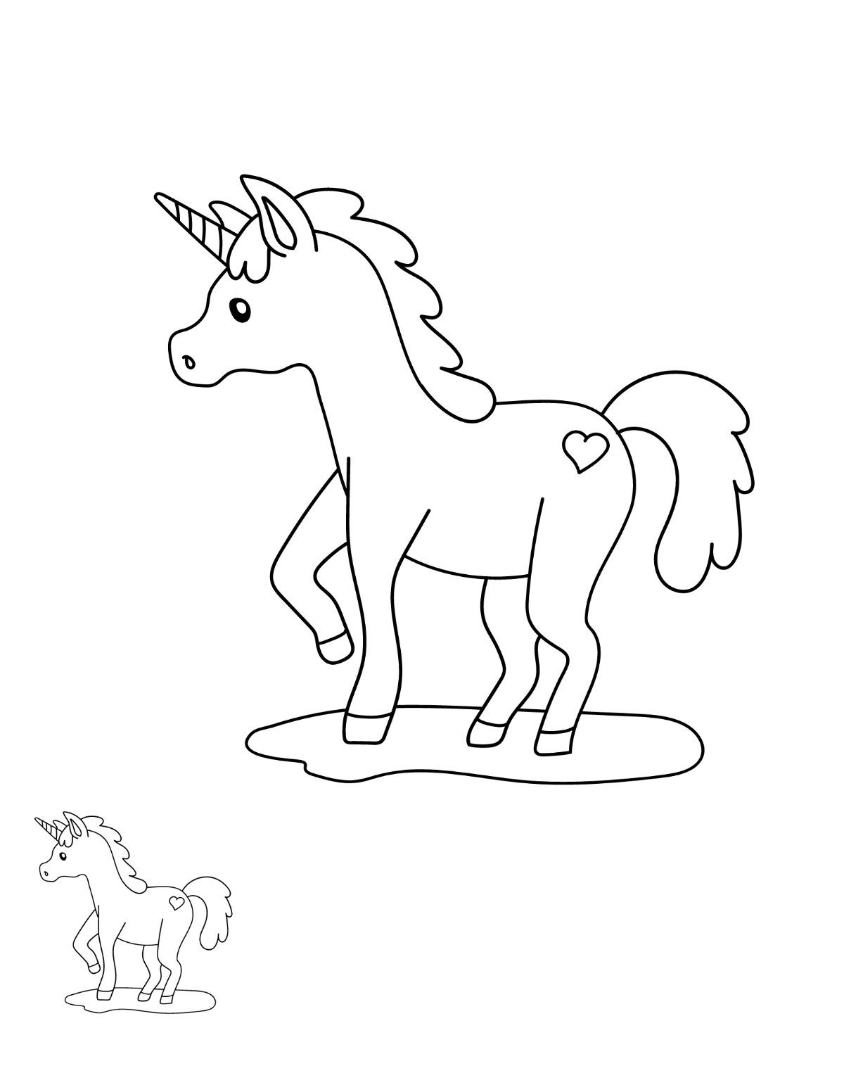 Easy Unicorn Coloring Page Template - Edit Online & Download