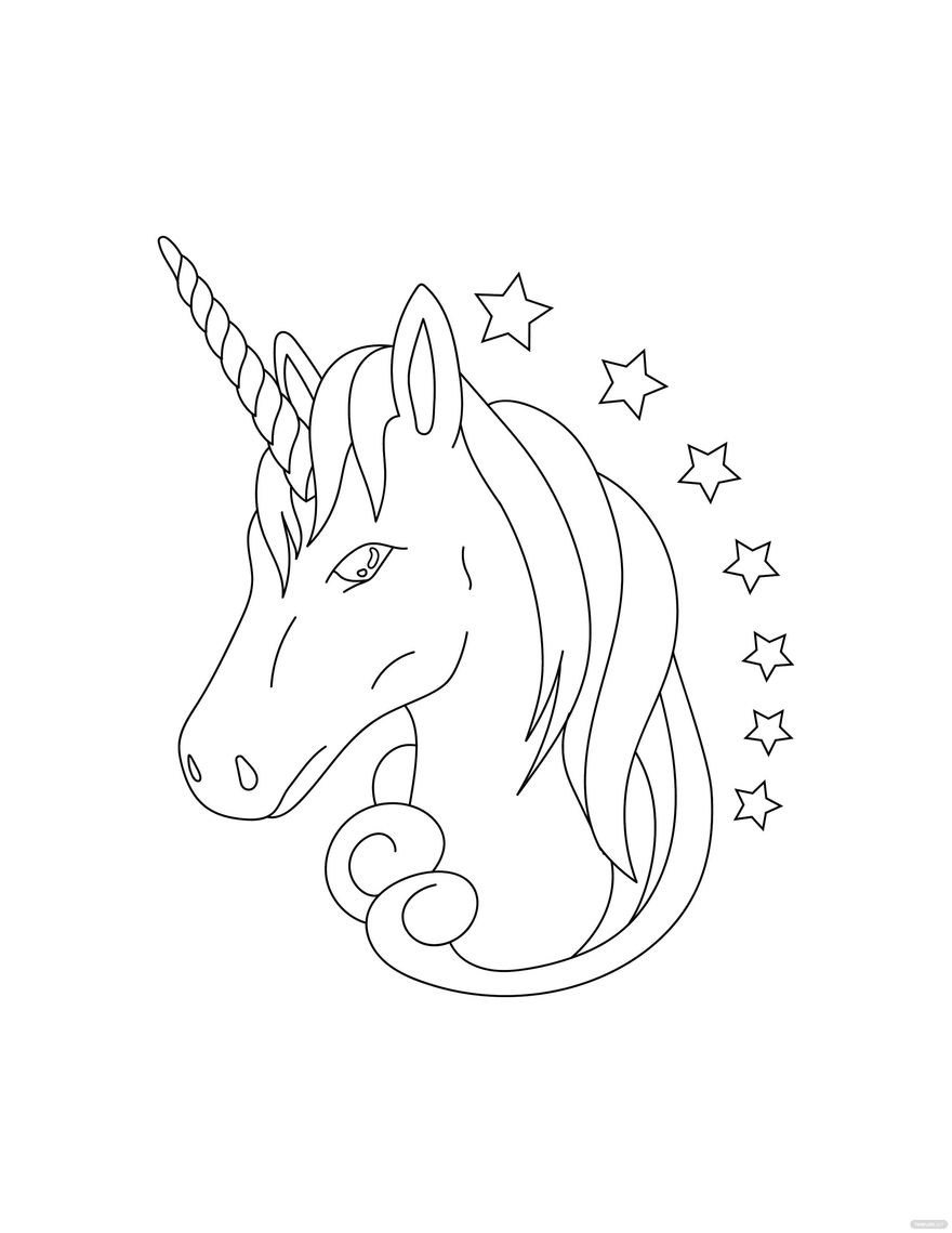 Unicorn Face Coloring Page in Illustrator, PDF, SVG, JPG, EPS, PNG - Download | Template.net