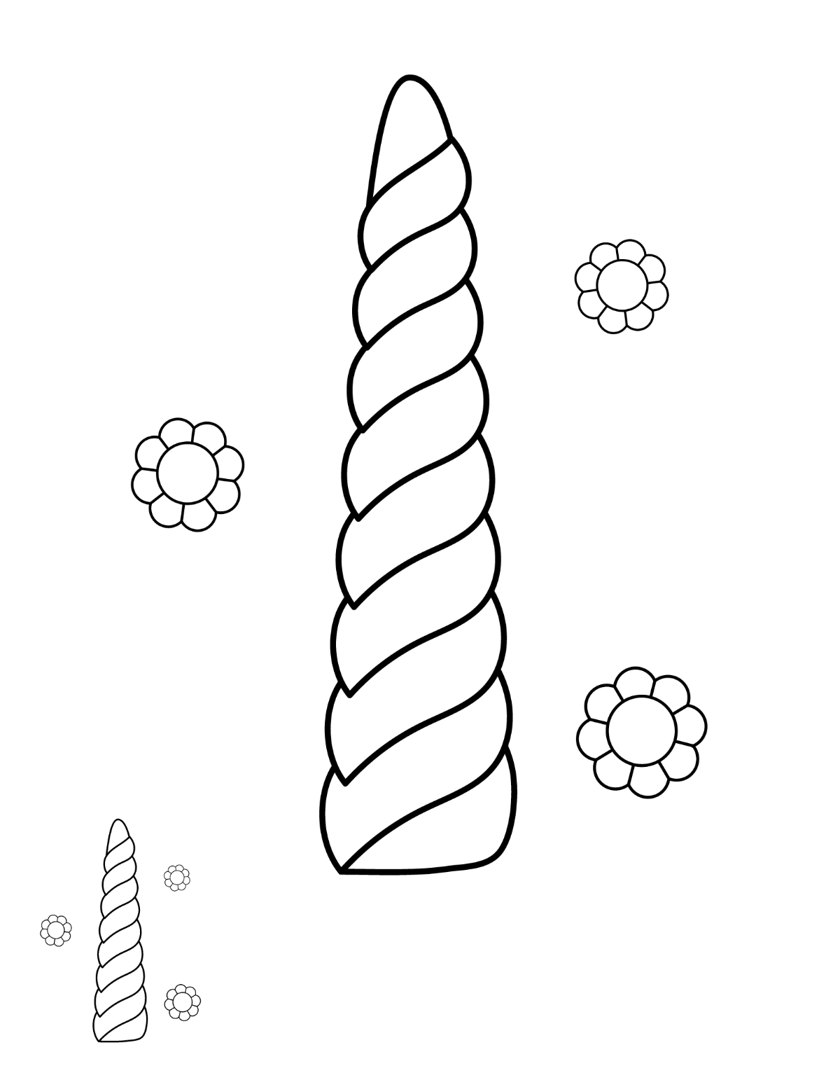 Free Unicorn Horn Coloring Page Template