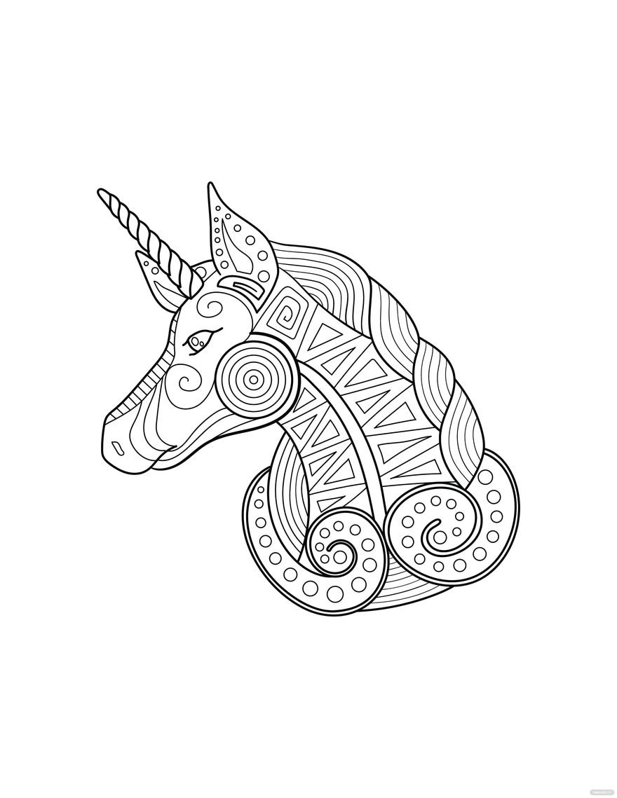 Free Unicorn Mandala Coloring Page