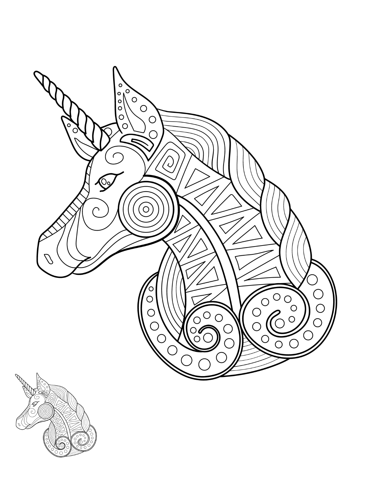 Free Unicorn Mandala Coloring Page Template