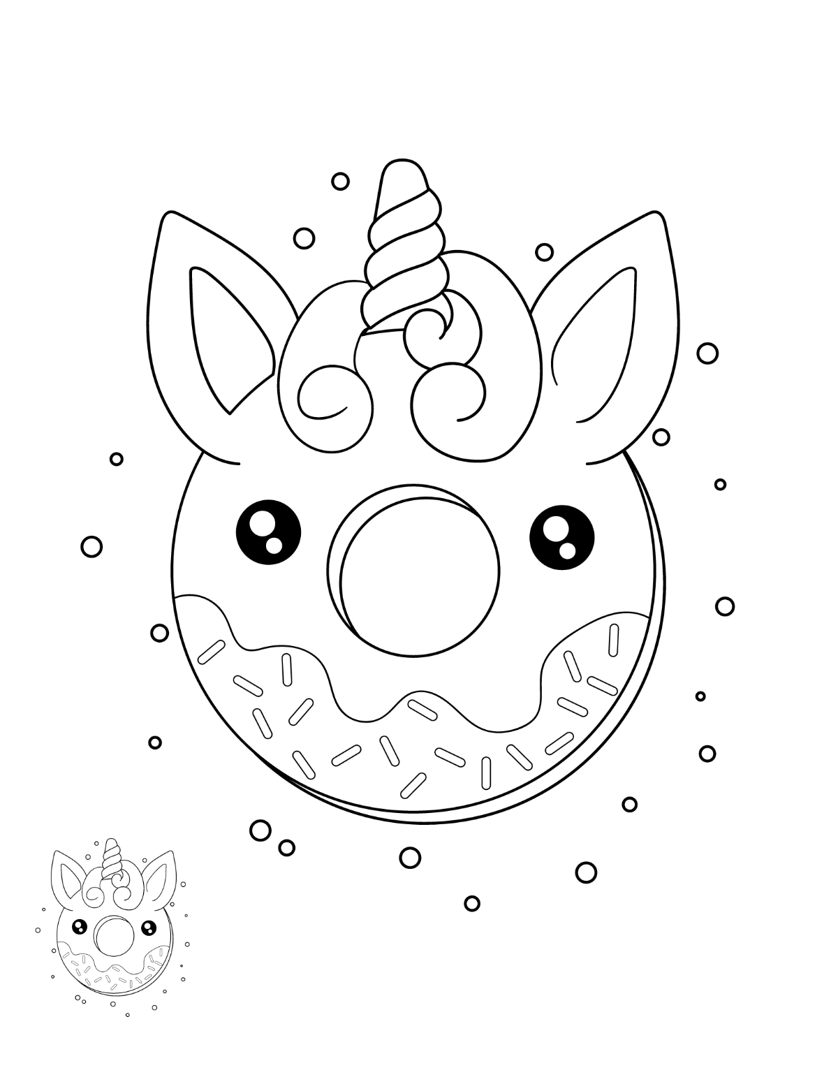 Free Unicorn Donut Coloring Page Template