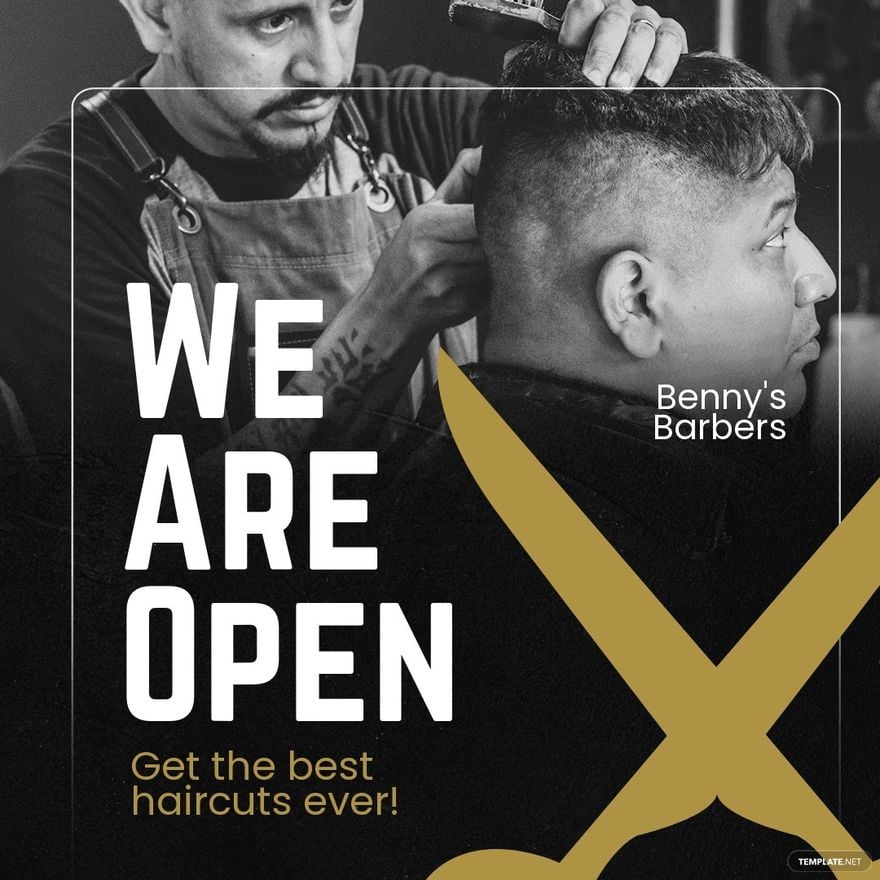 We Are Open Barber Shop Instagram Post Template