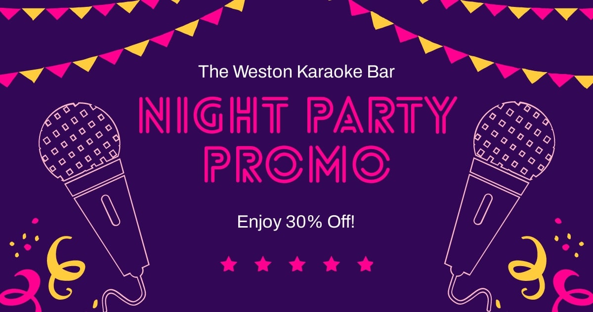 Karaoke Night Party Facebook Post Template