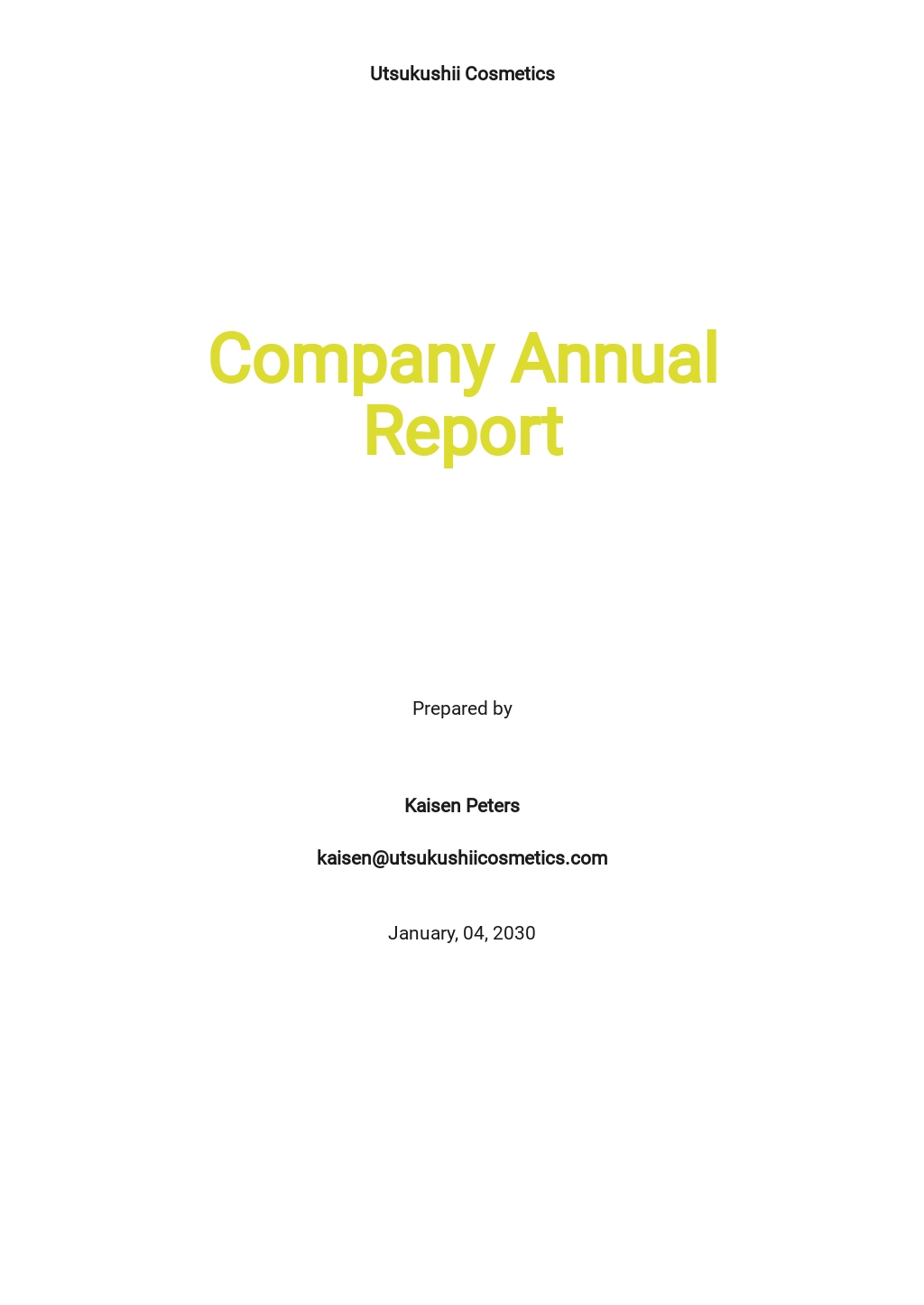 annual report template free download word