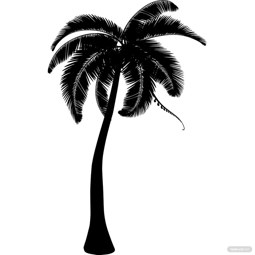 Free Curved Palm Tree Silhouette - EPS, Illustrator, JPG, PSD, PNG, SVG ...