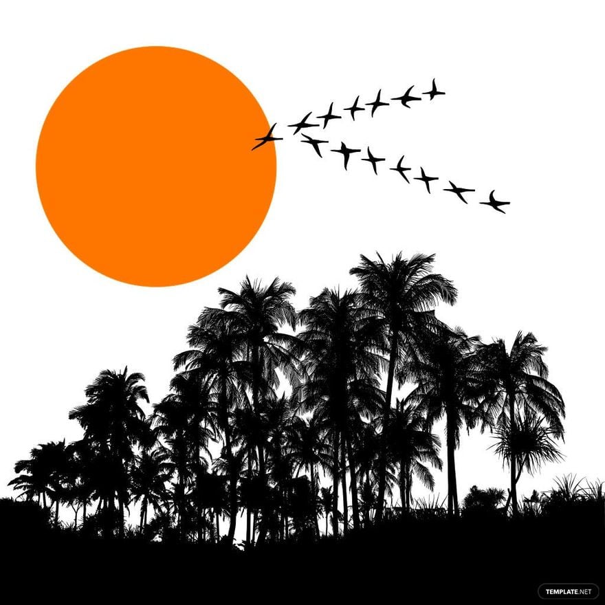 Free Tropical Sunset Palm Tree Silhouette in Illustrator, PSD, EPS, SVG, JPG, PNG