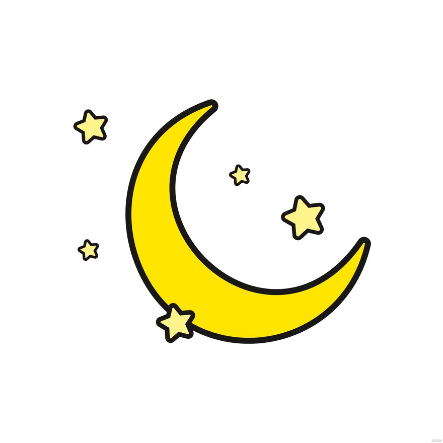 Cartoon moon with stars vector PNG - Similar PNG