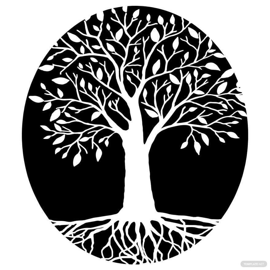 Tree with Roots Silhouette in Illustrator, PSD, EPS, SVG, JPG, PNG