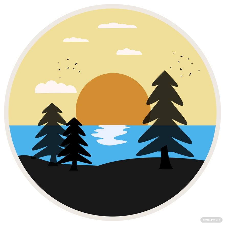 Pine Tree Beach Silhouette in Illustrator, PSD, EPS, SVG, JPG, PNG