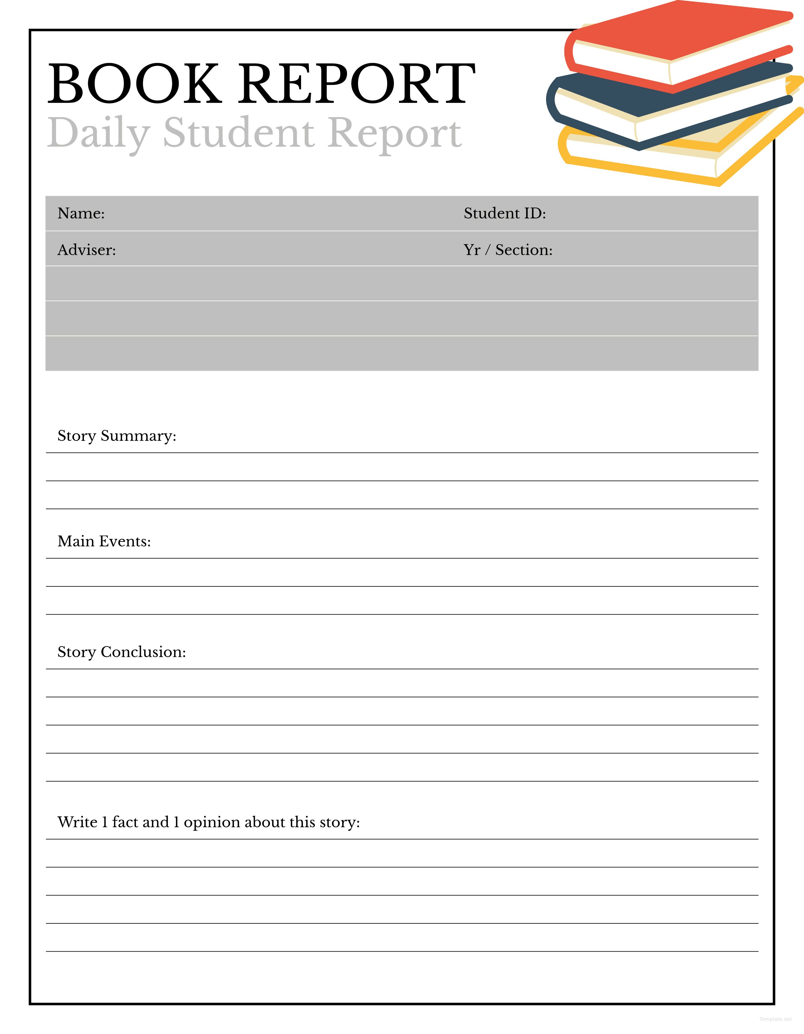book report template pdf