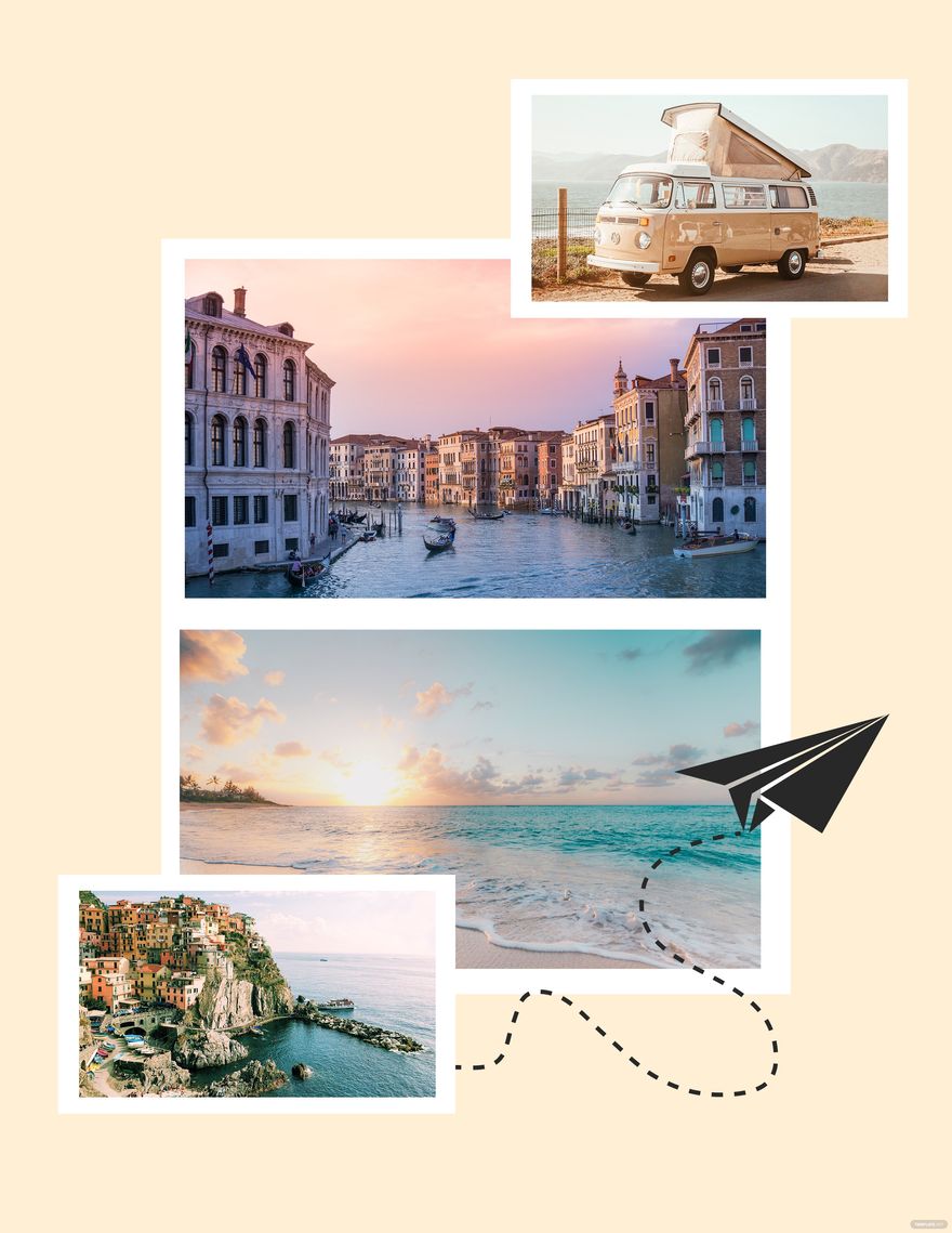 Free Travel Photo Collage Download in Illustrator, PSD, InDesign