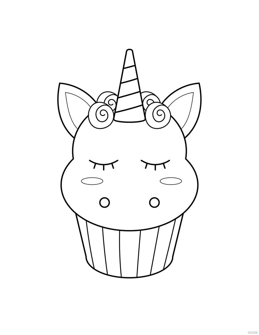 Free Unicorn Cupcake Coloring Page   EPS, Illustrator, JPG, PNG ...