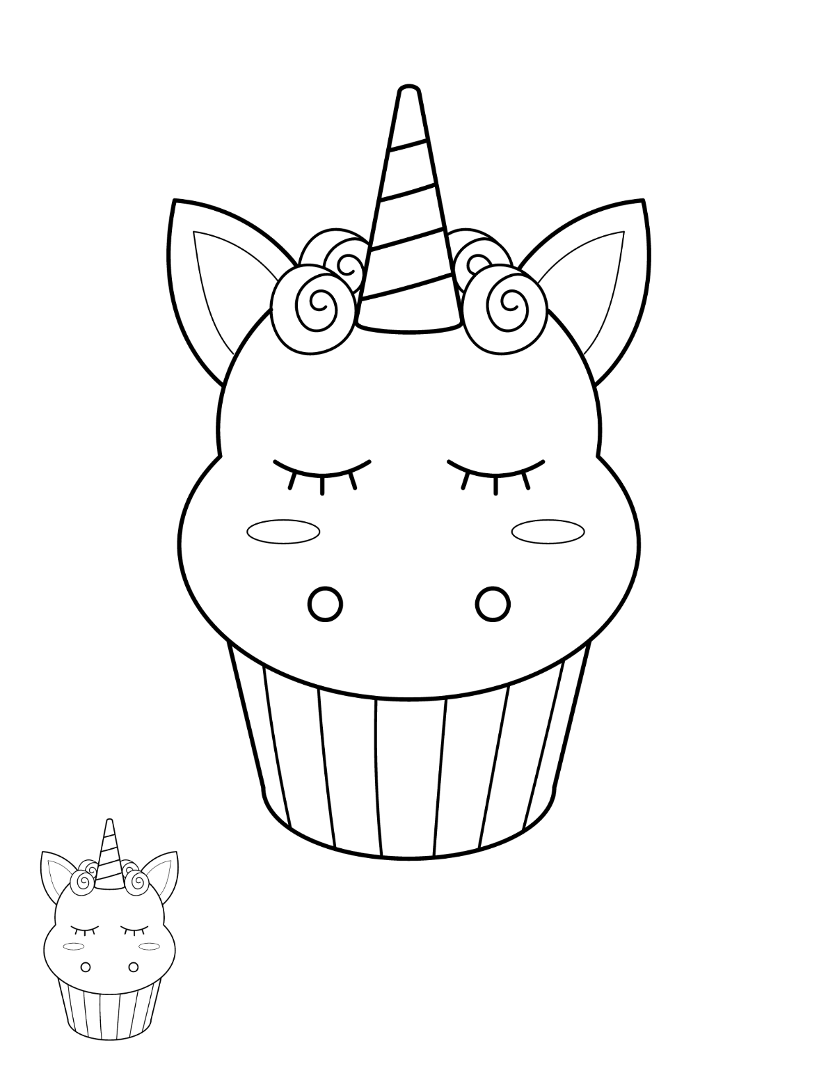 Free Unicorn Cupcake Coloring Page Template