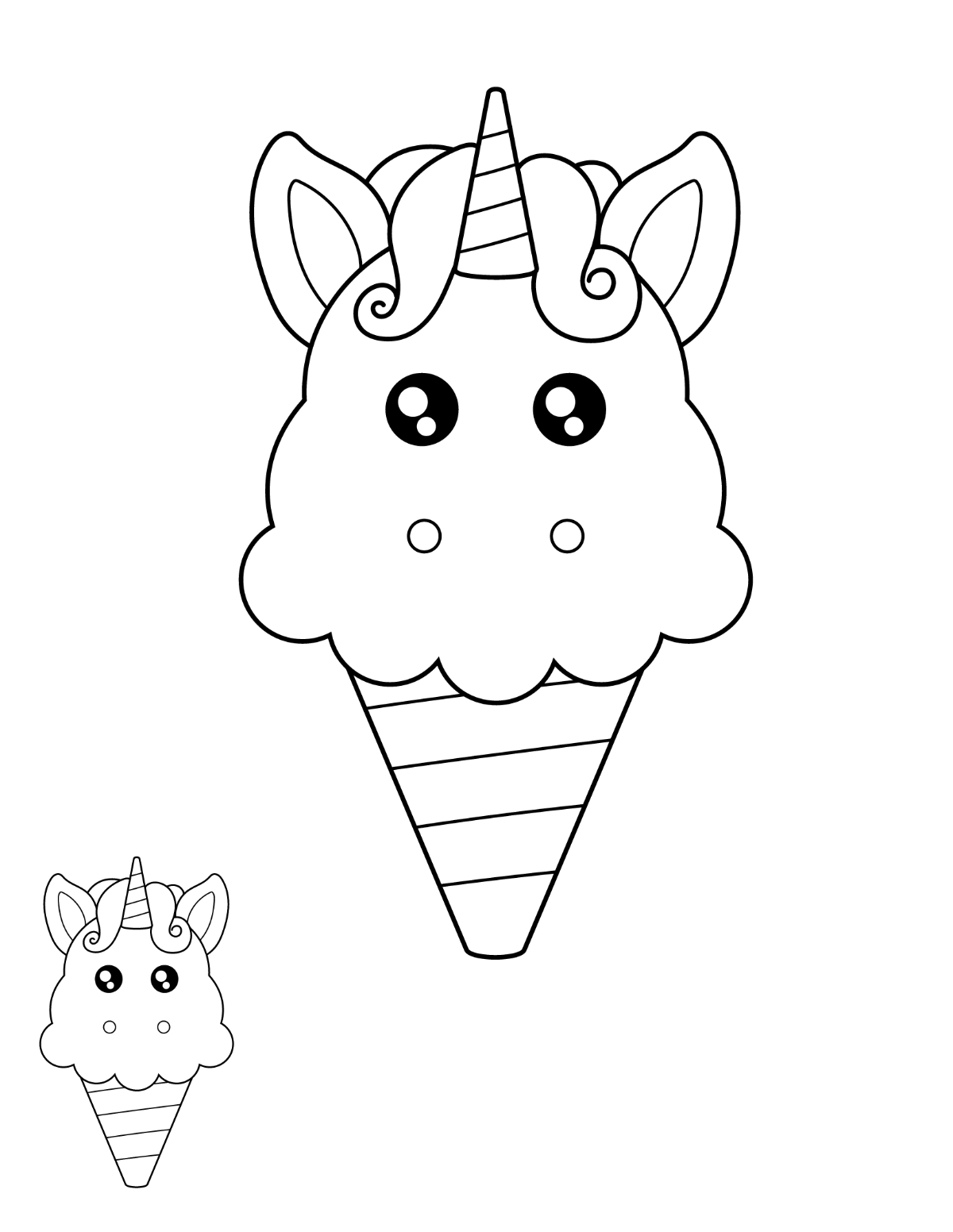 Unicorn Ice Cream Coloring Page