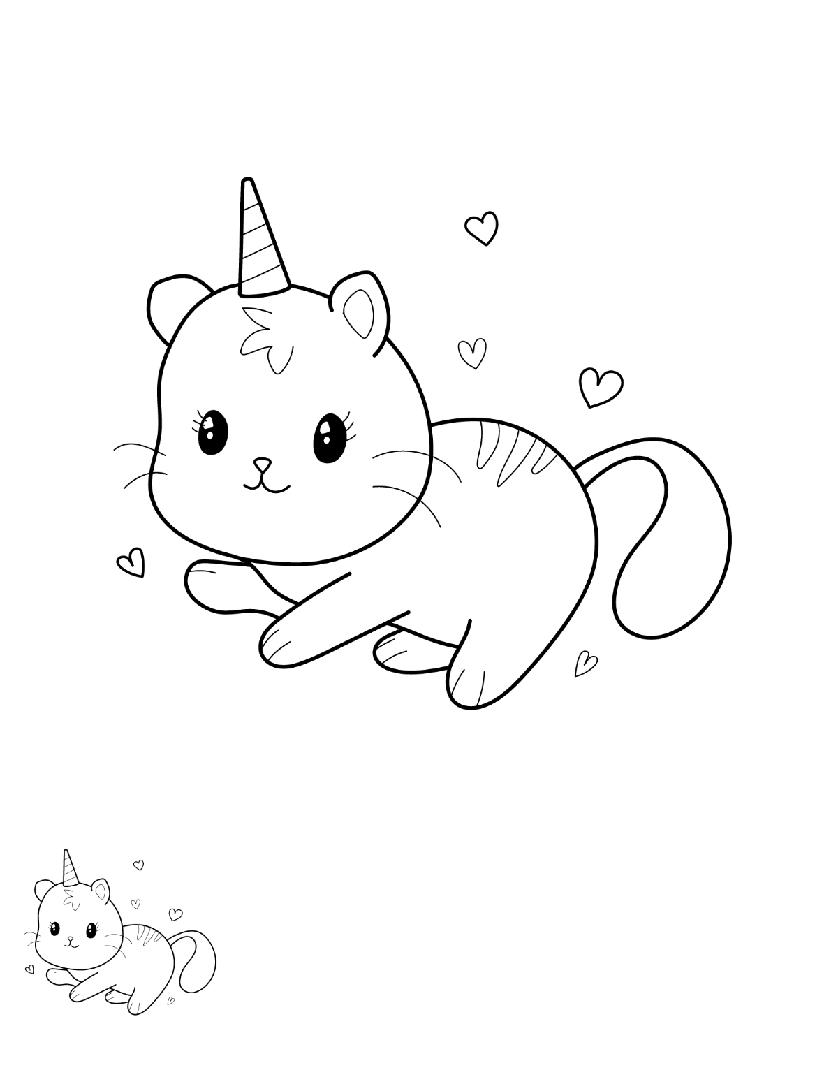 Unicorn Kitty Coloring Page Template