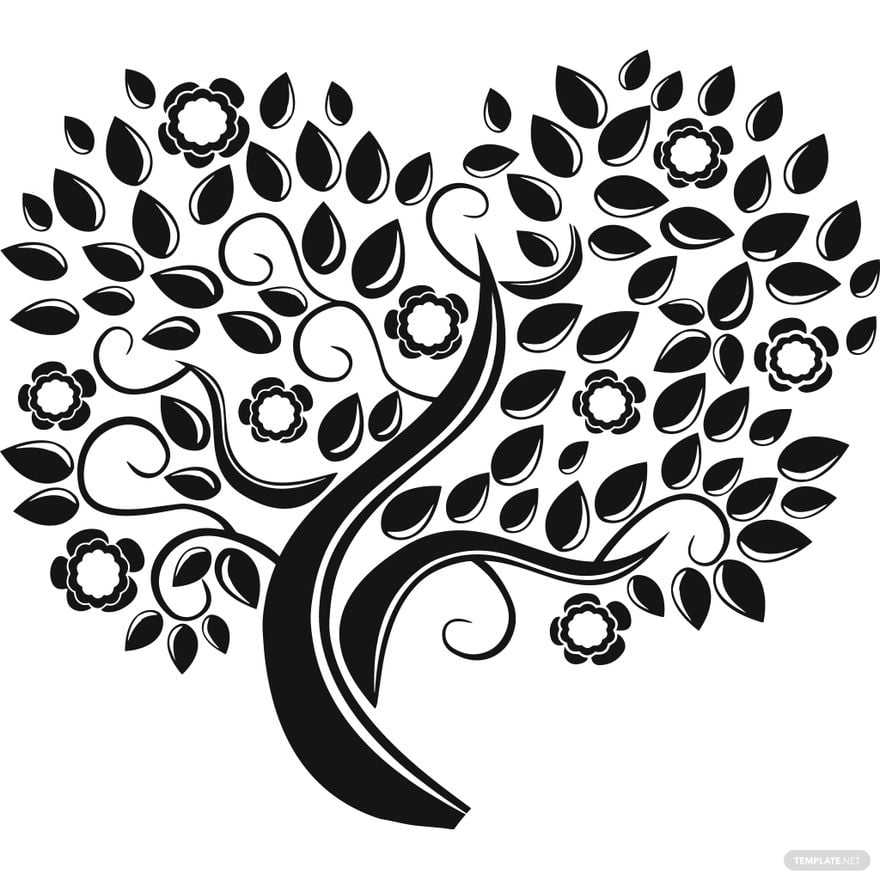 Heart Tree Silhouette in Illustrator, PSD, EPS, SVG, JPG, PNG