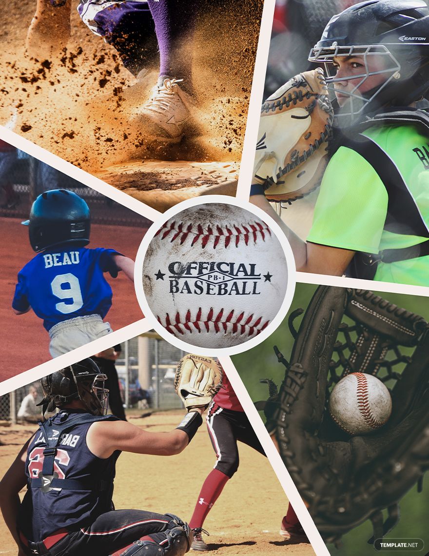 Free Baseball Photo Collage Template in Illustrator, PSD, InDesign