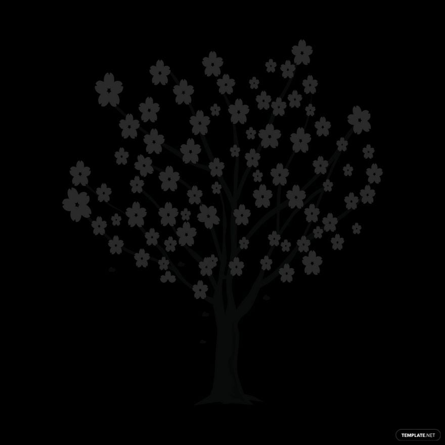 Cherry Tree Silhouette in Illustrator, PSD, EPS, SVG, JPG, PNG