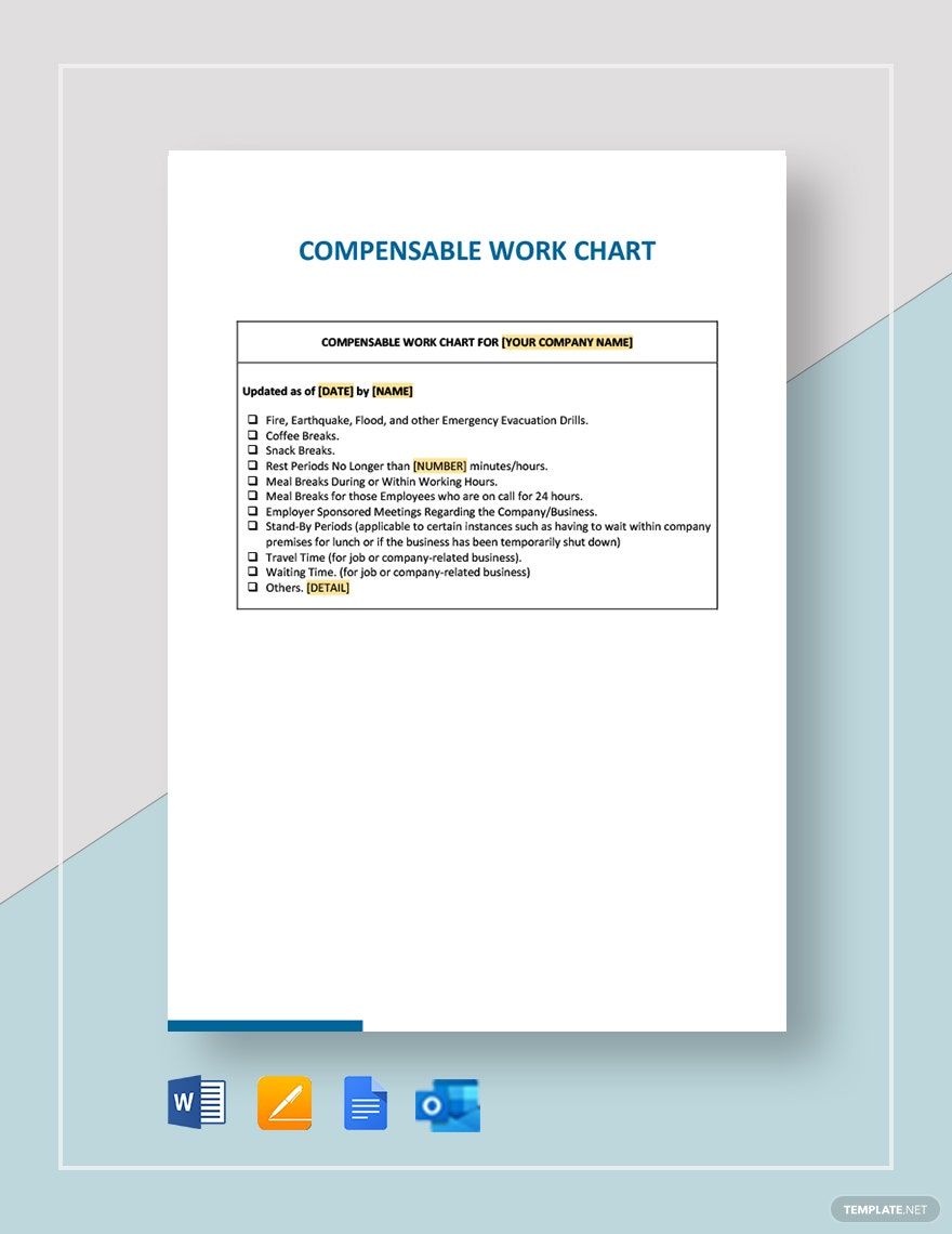 Compensable Work Chart Template in Word, Google Docs, Apple Pages