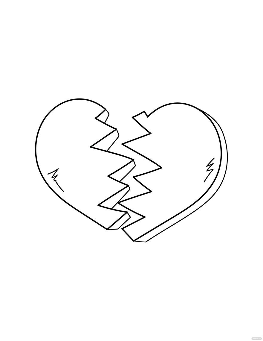 Free Easy Broken Heart Drawing in PDF, Illustrator, EPS, SVG, JPG, PNG