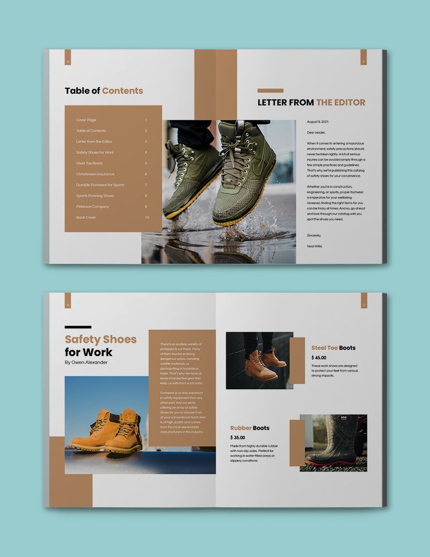 Safety Shoes Catalog Template