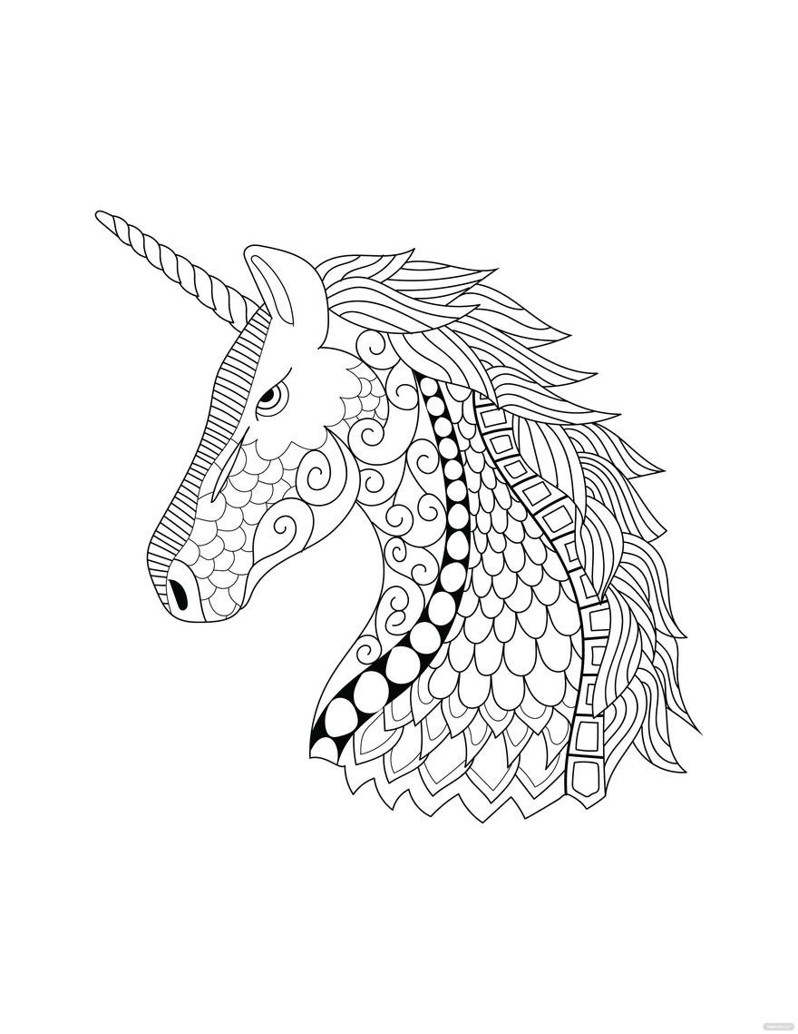 Free Unicorn Zentangle Coloring Page