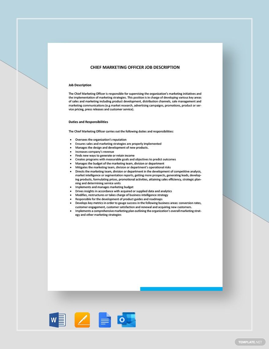 Chief Marketing Officer Job Description Template