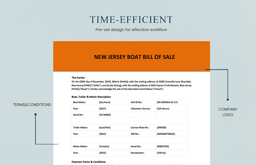 New Jersey Boat Bill of Sale Template