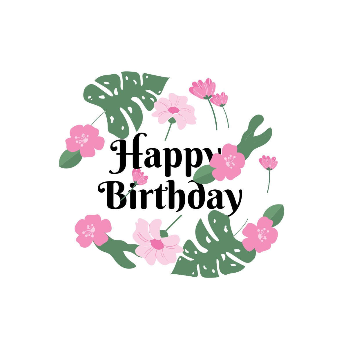 Floral Birthday Vector Template