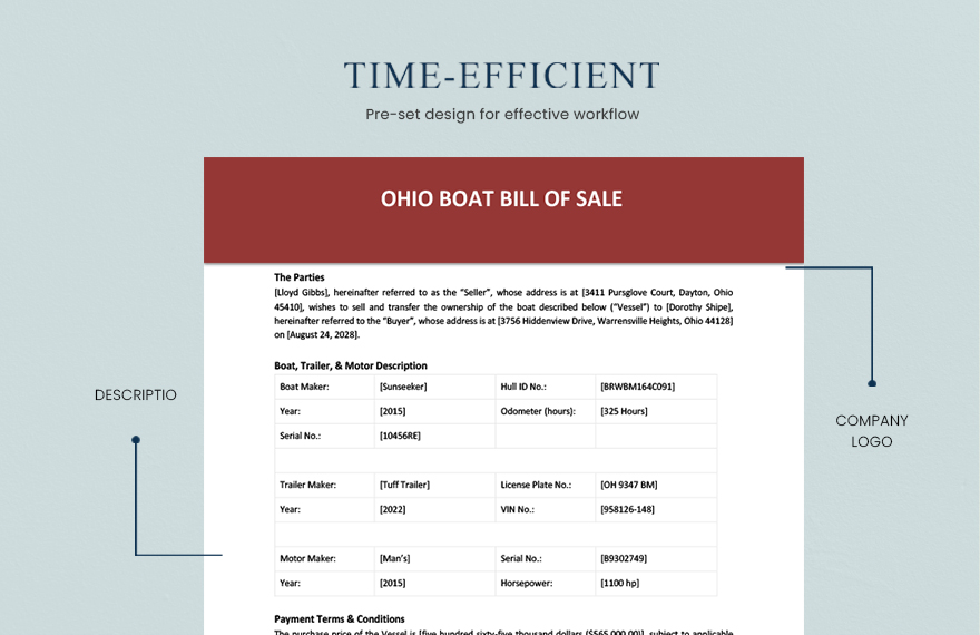 Ohio Boat Bill of Sale Template
