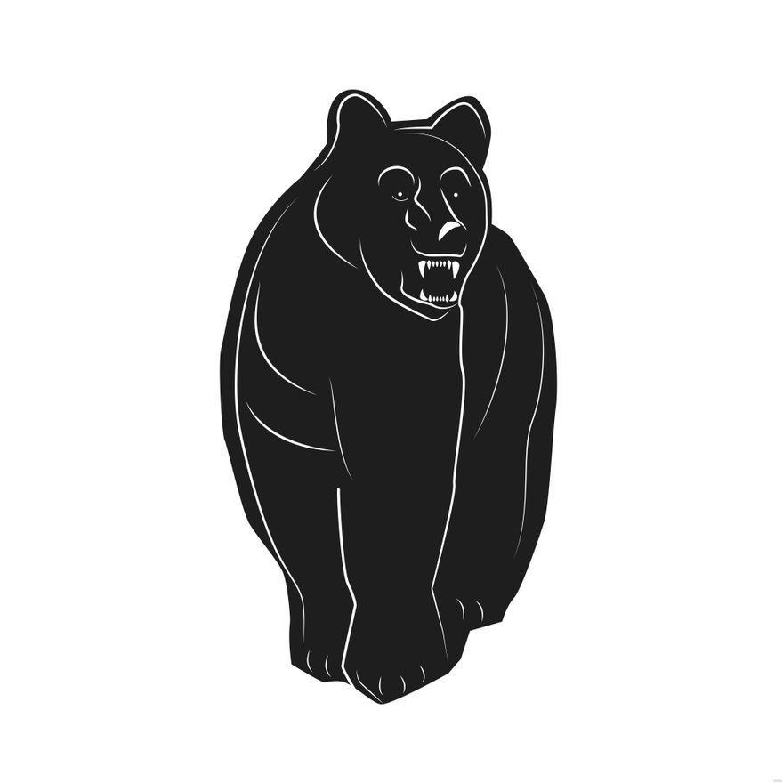 Bear Black Silhouette in Illustrator