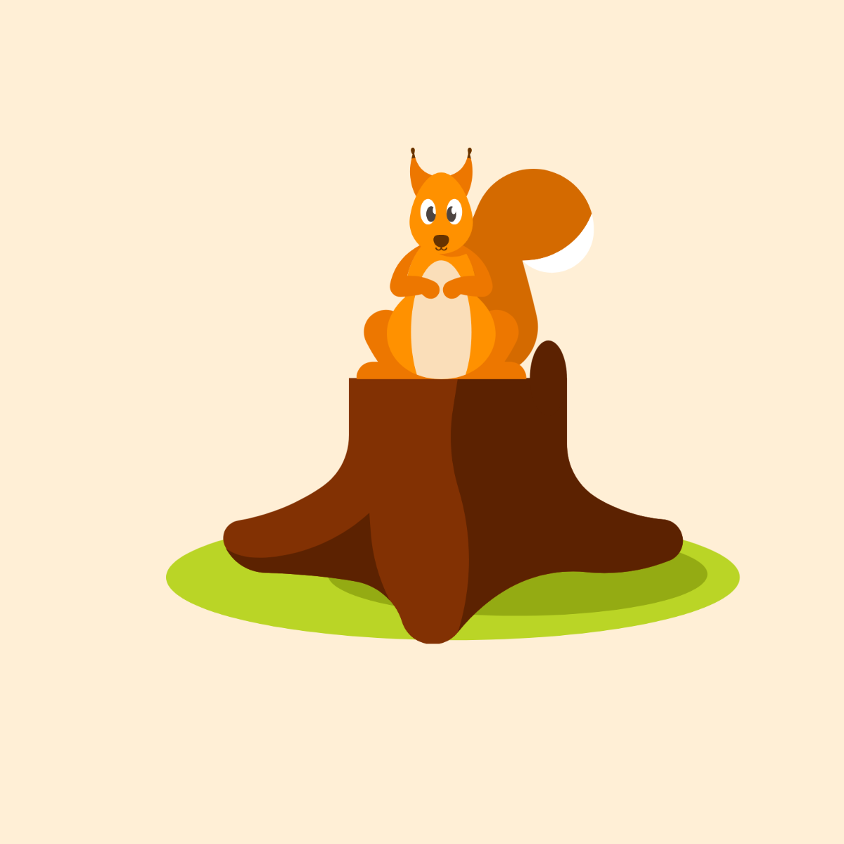Squirrel on Tree Stumps Vector Template