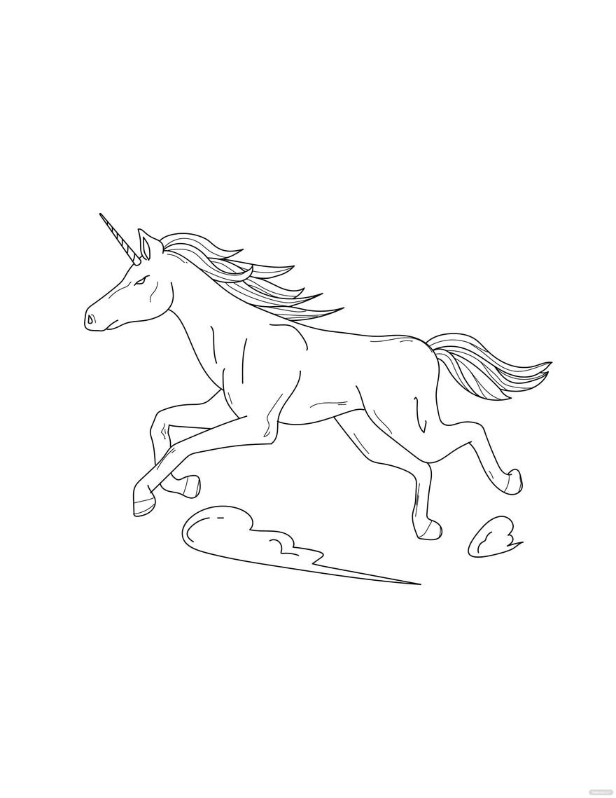 Free Running Unicorn Coloring Page