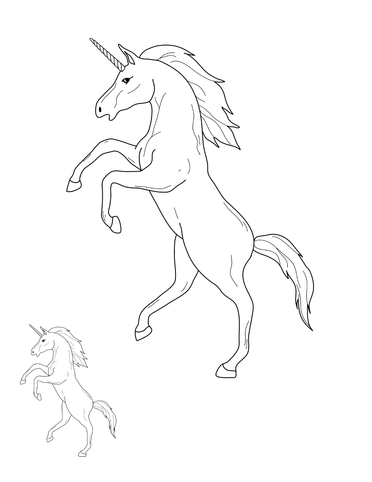 Free Rearing Unicorn Coloring Page Template
