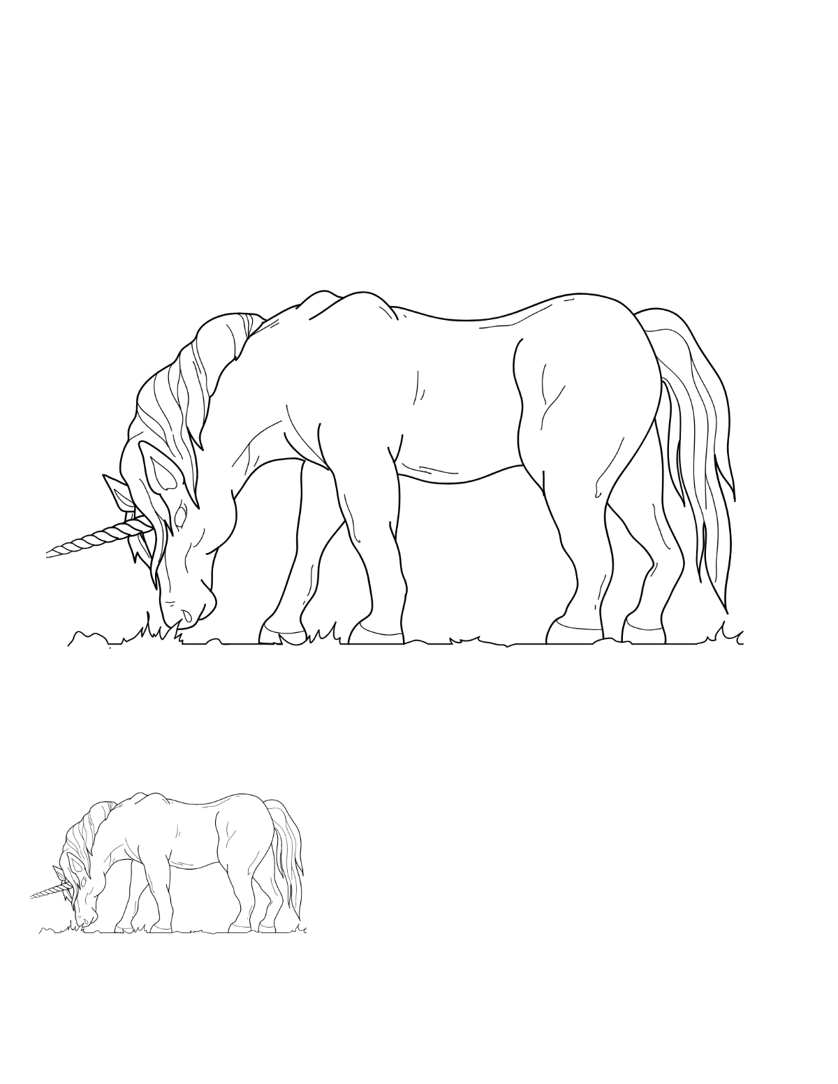 Free Grazing Unicorn Coloring Page Template