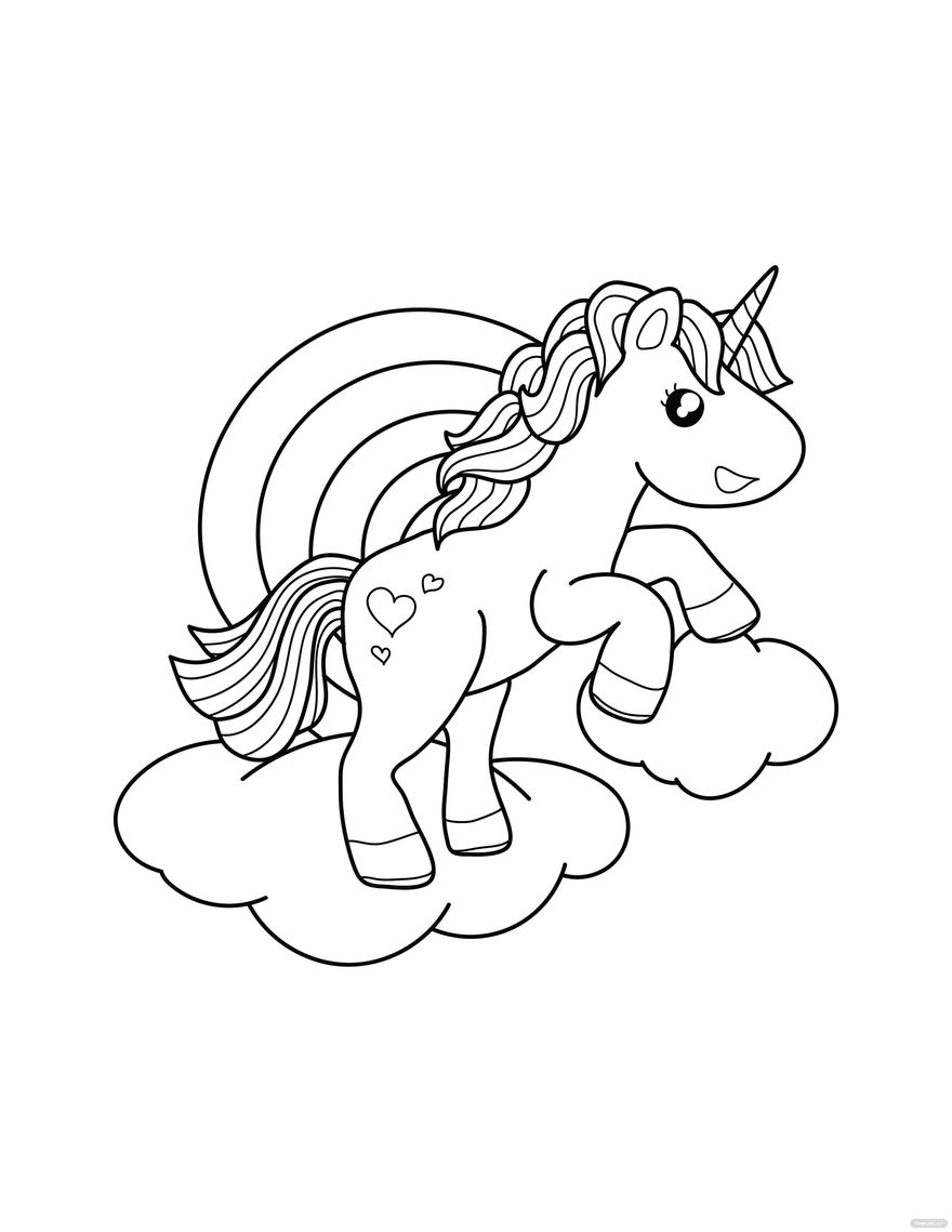 Free Cute Unicorn Coloring Page Download In PDF Illustrator EPS 