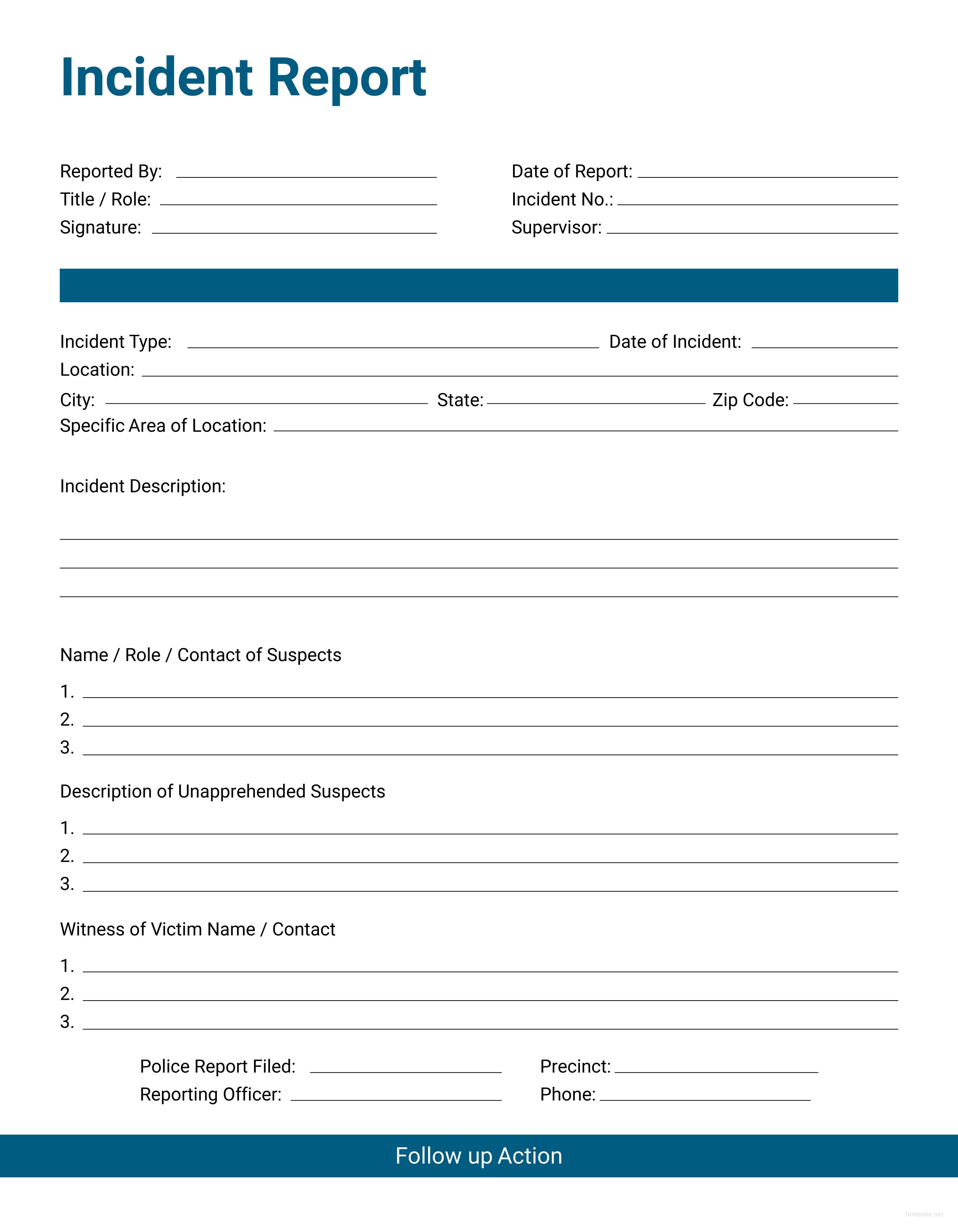Editable Incident Report Form