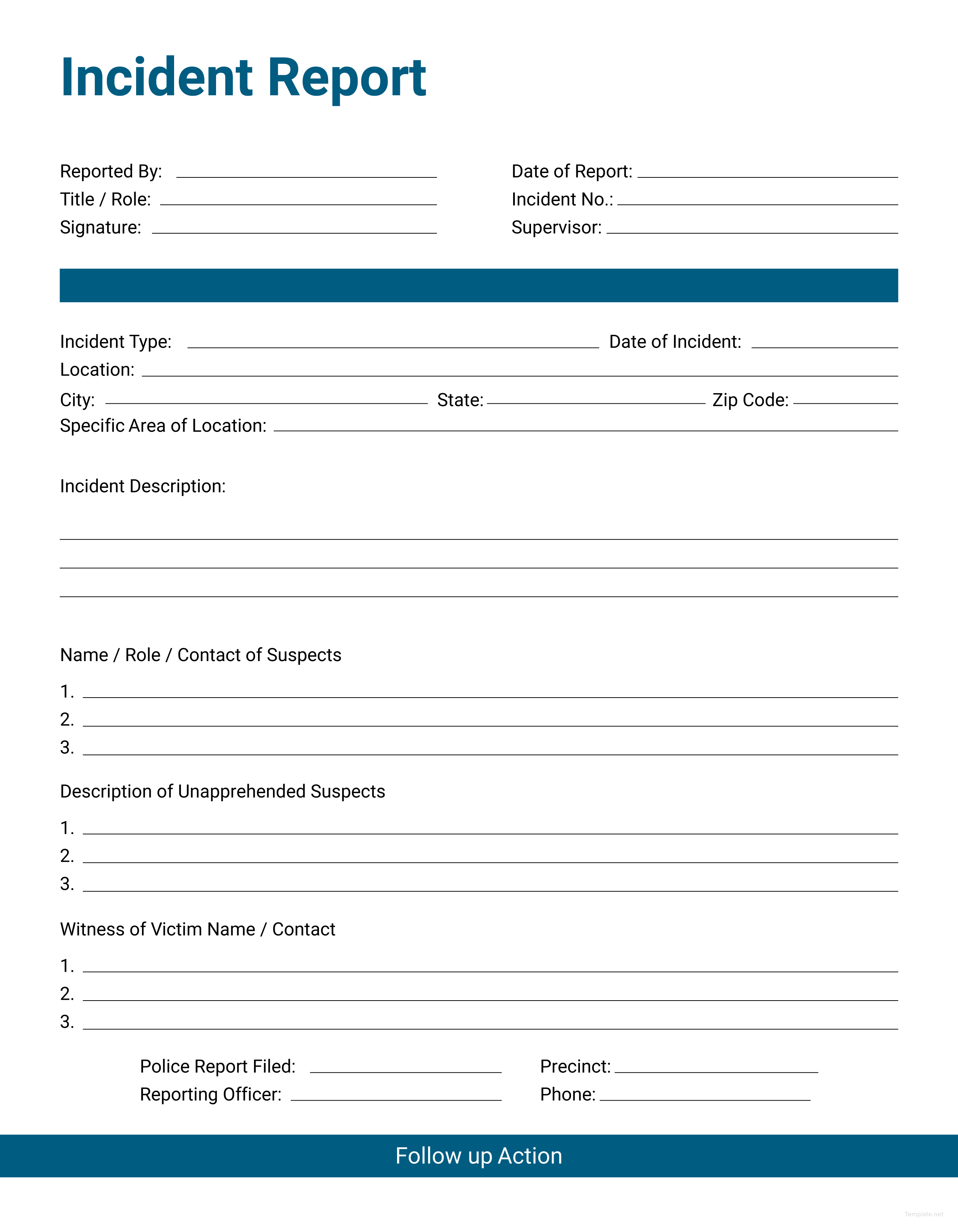 Free Incident Report Template in Adobe Illustrator