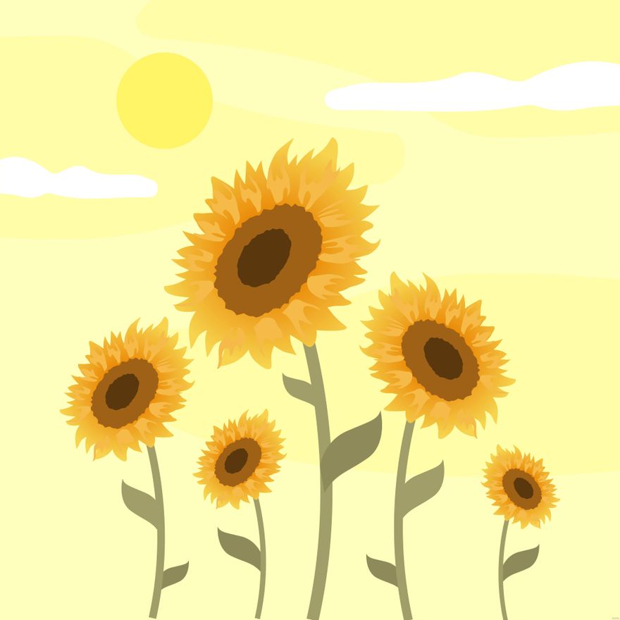 Sunflower Illustration in Illustrator, EPS, SVG, JPG, PNG