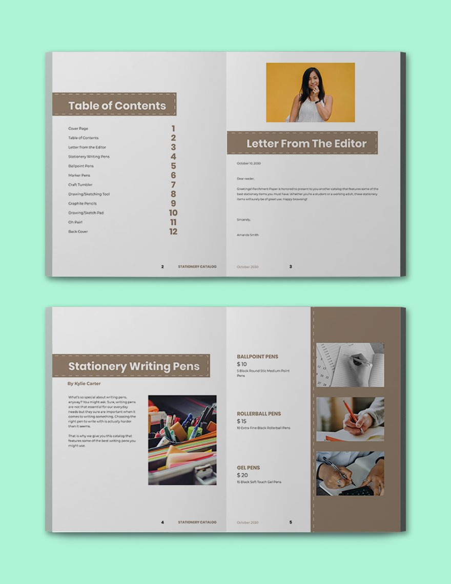 Sample Stationery Catalog Template Format