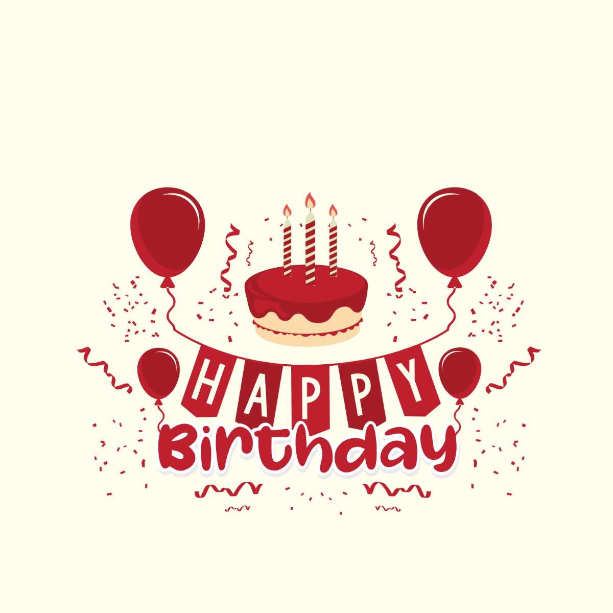 Red Happy Birthday Vector Template