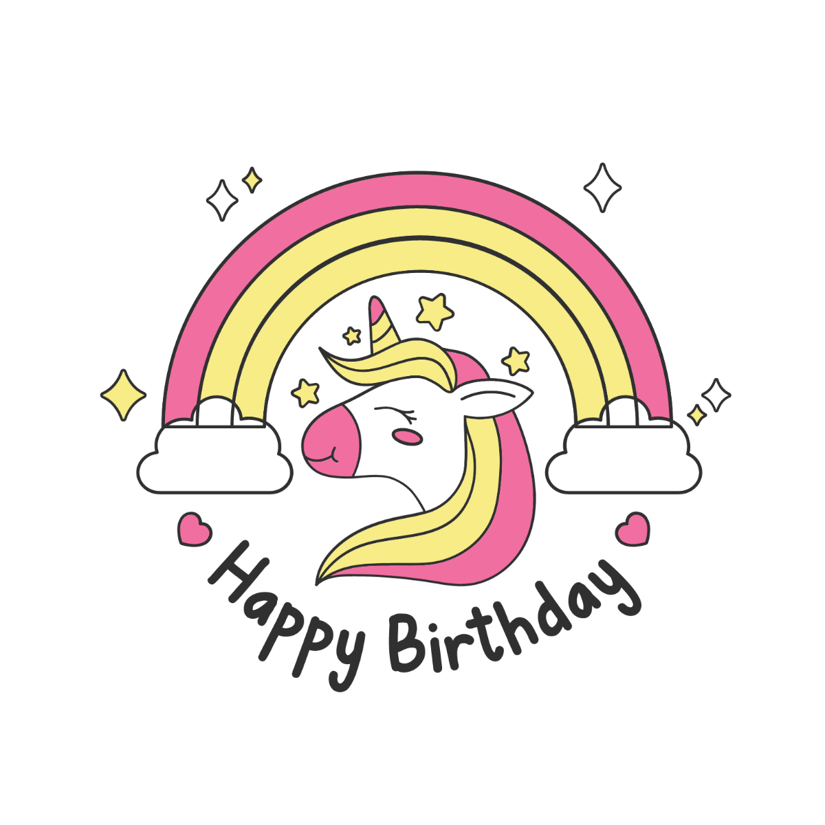 Unicorn Happy Birthday Vector Template