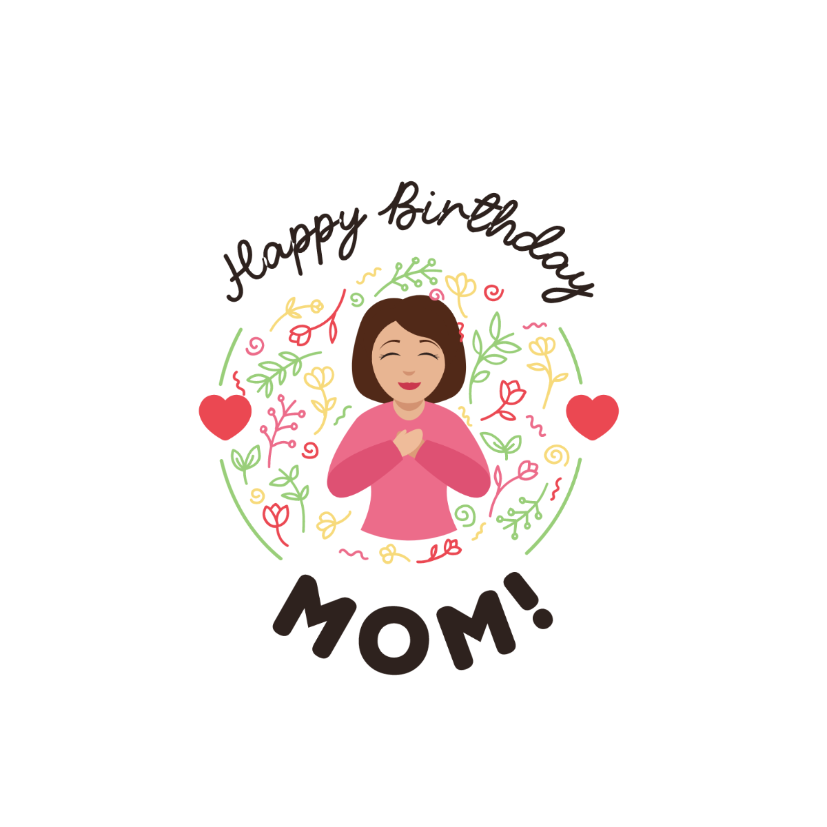 Happy Birthday Mom Vector Template