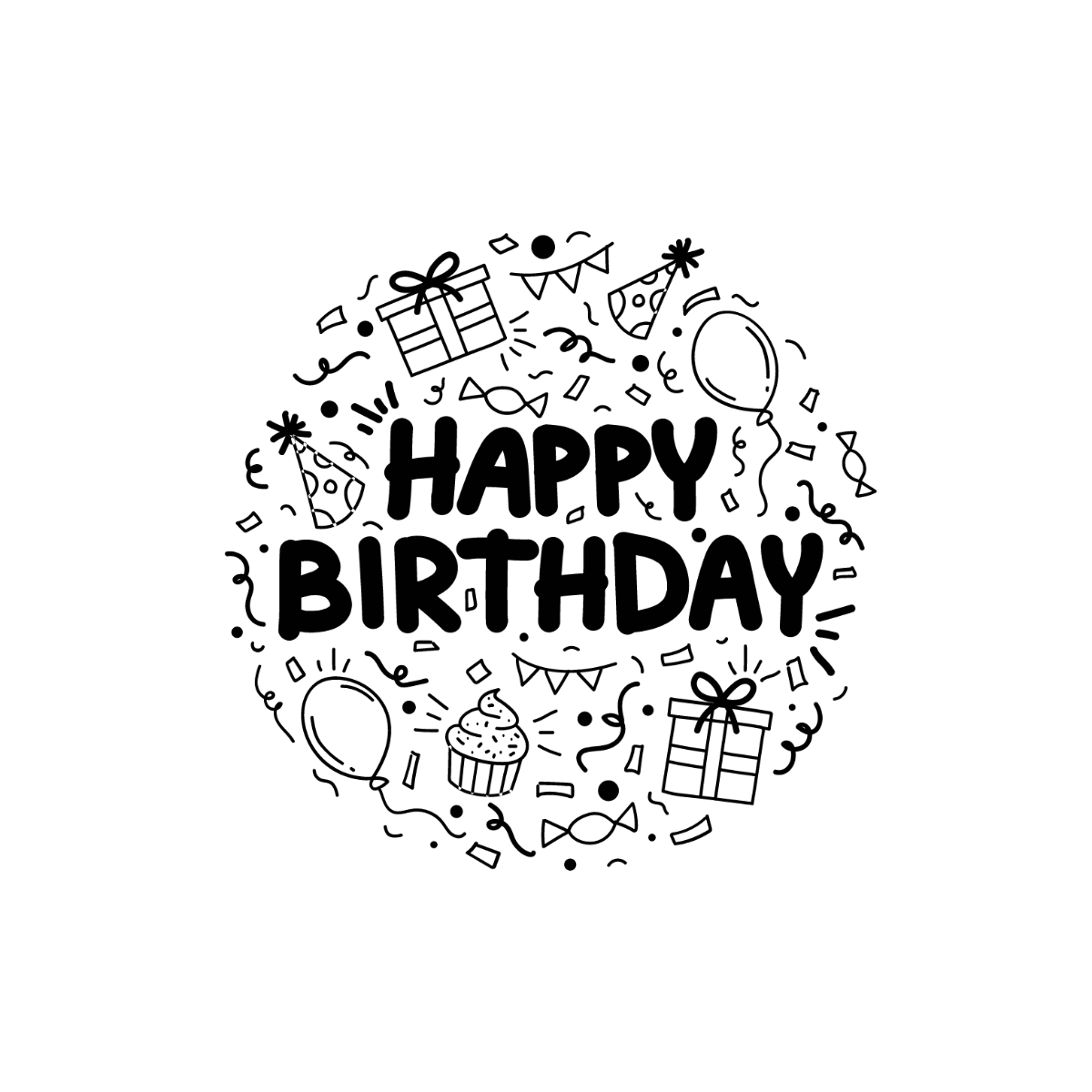 Happy Birthday Doodle Vector Template