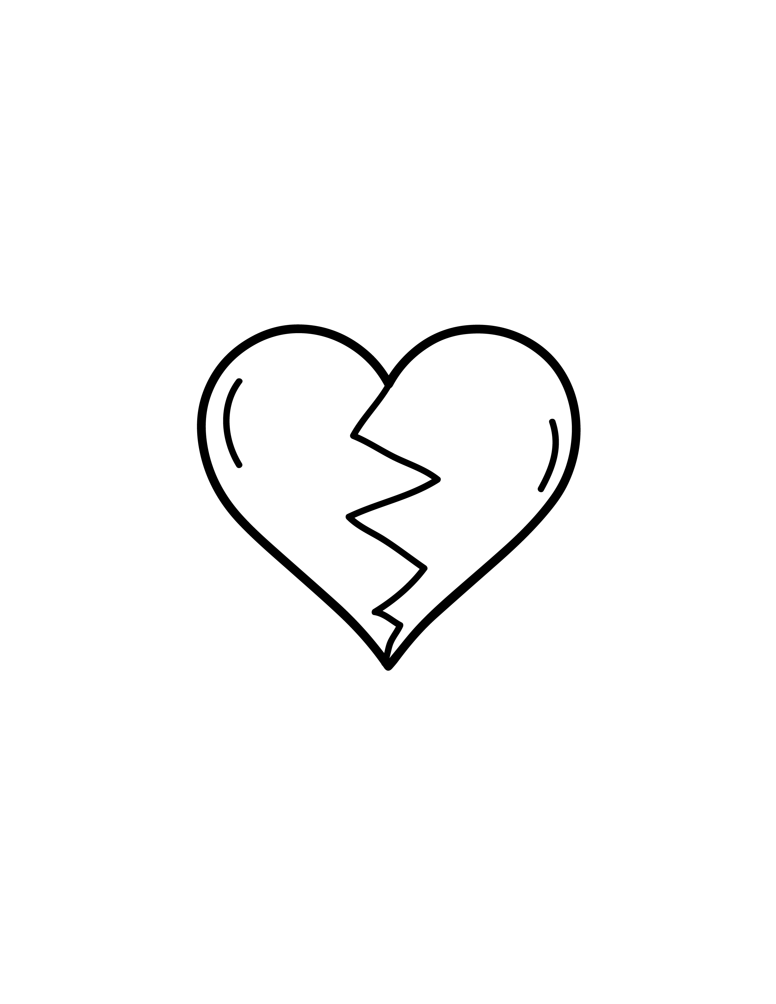 simple drawings of broken hearts