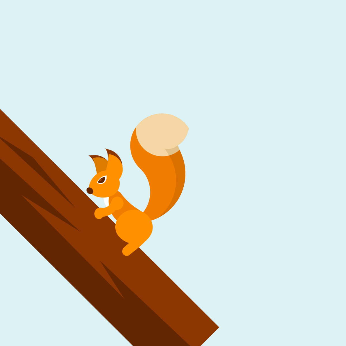 Squirrel on Tree Vector Template